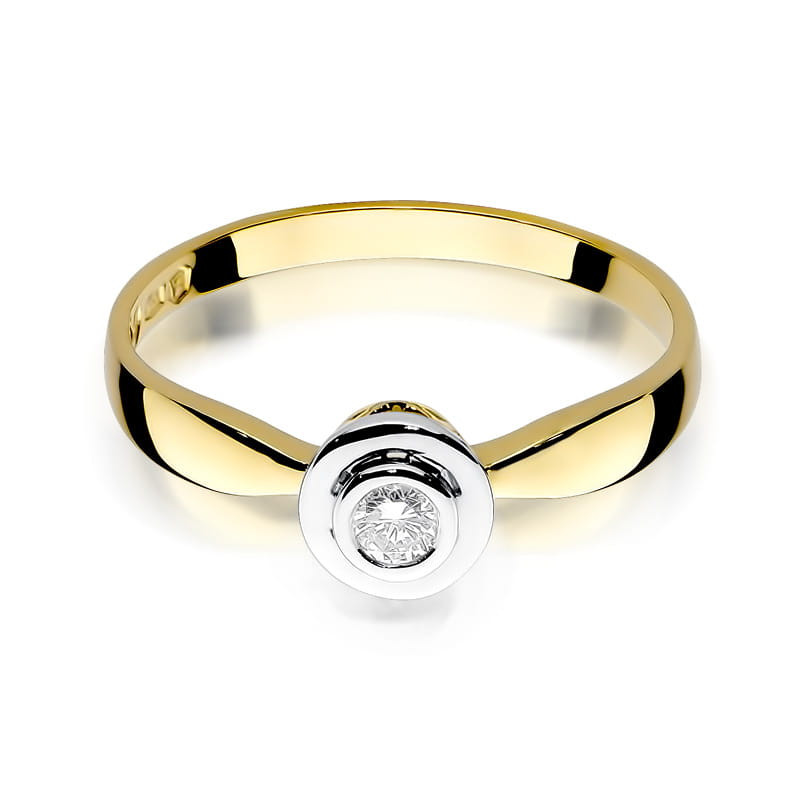 Pierścionek W294 Diament 0,10ct żółte złoto
