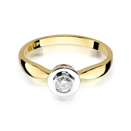 Pierścionek W294 Diament 0,15ct żółte złoto