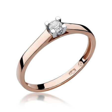 Pierścionek W221 Diament 0,10ct różowe złoto