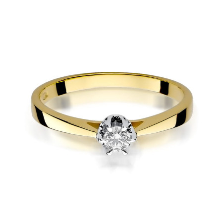 Pierścionek W295 Diament 0,12ct żółte złoto