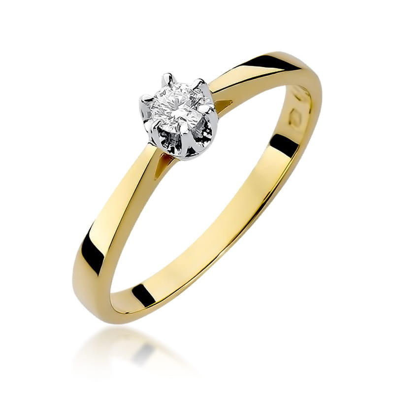 Pierścionek W295 Diament 0,15ct żółte złoto