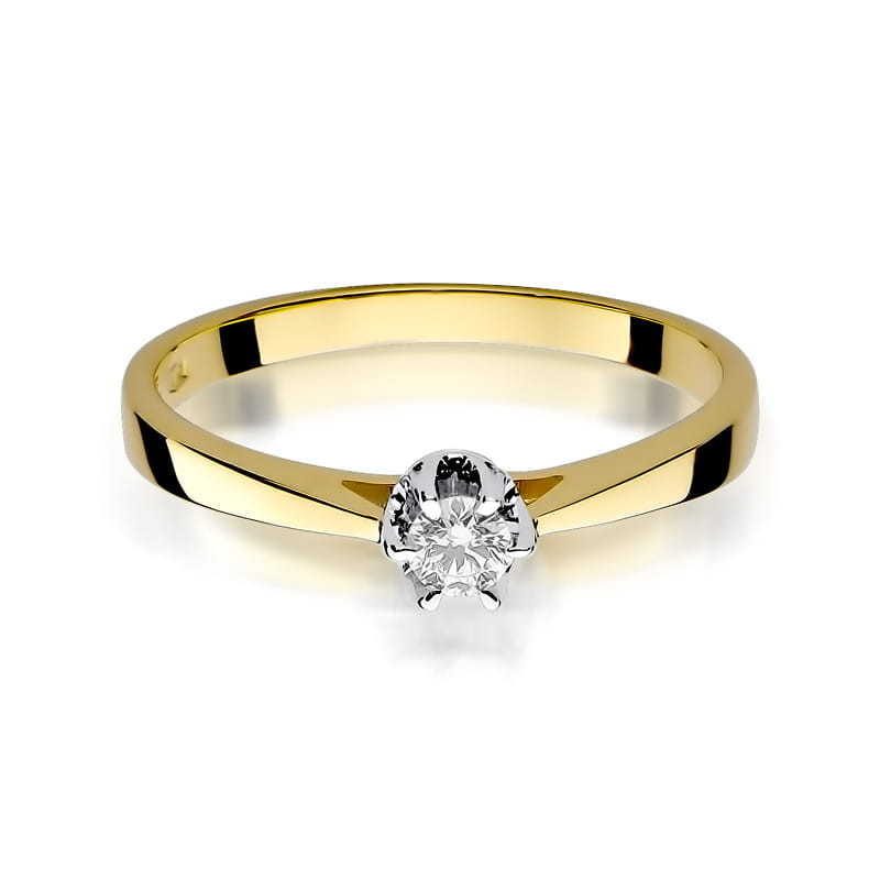 Pierścionek W295 Diament 0,15ct żółte złoto