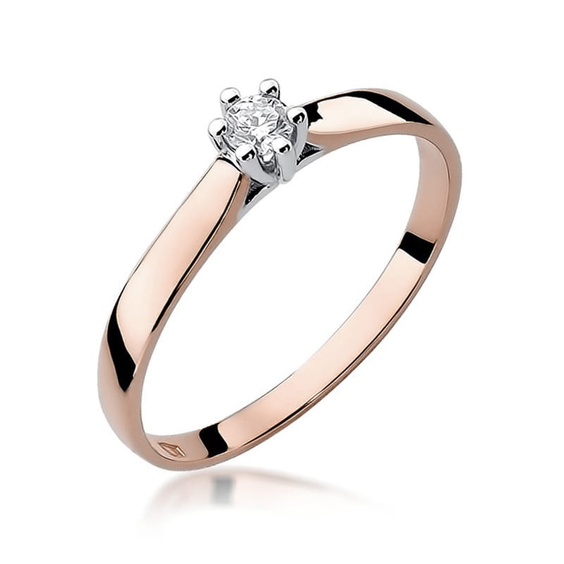 Pierścionek W222 Diament 0,08ct różowe złoto