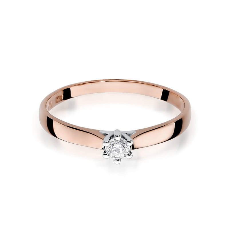 Pierścionek W222 Diament 0,10ct różowe złoto
