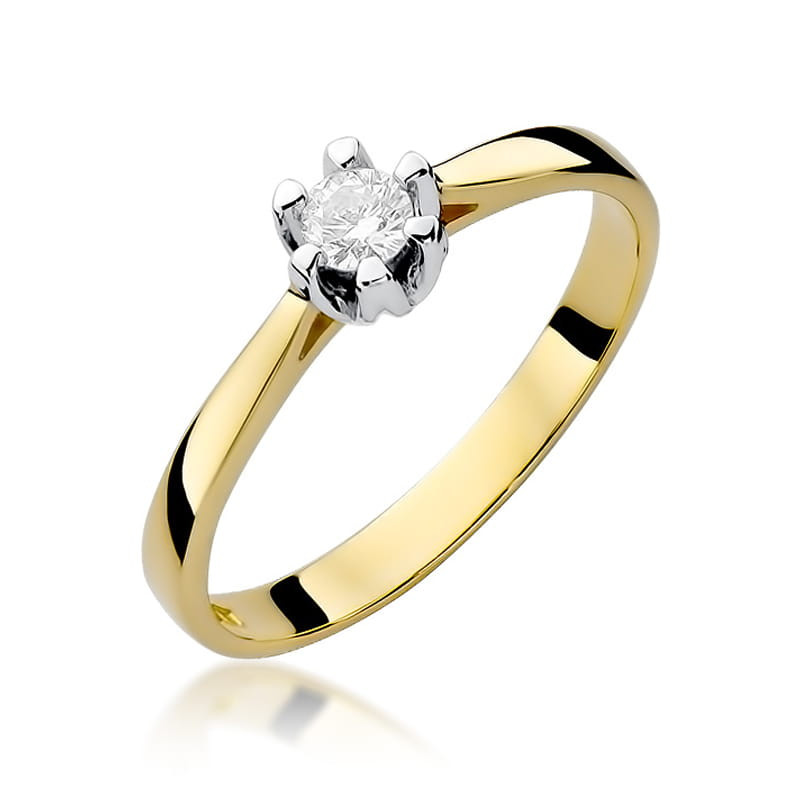Pierścionek W299 Diament 0,12ct żółte złoto