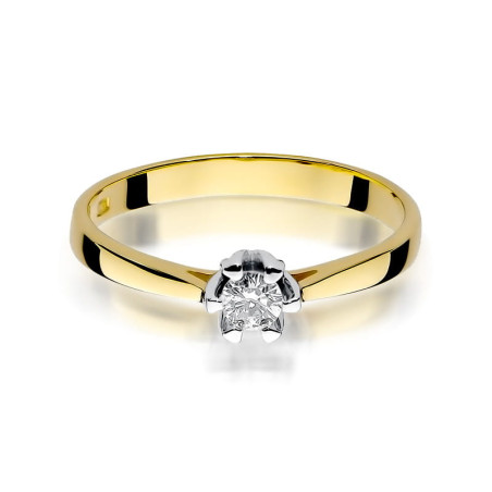 Pierścionek W299 Diament 0,12ct żółte złoto