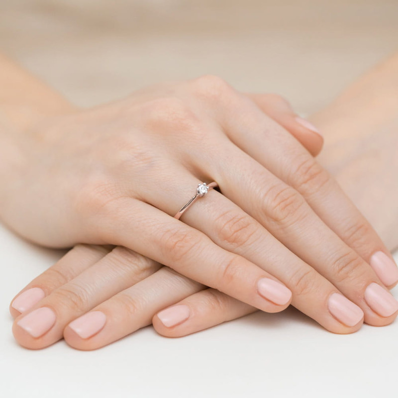 Pierścionek W222T Diament 0,01ct różowe złoto