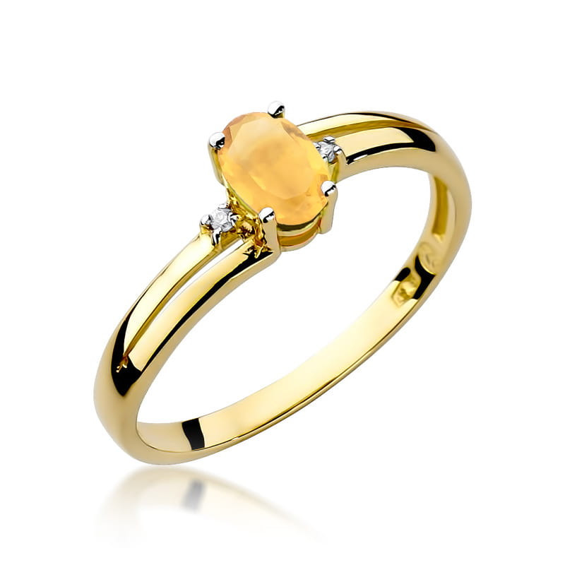 "Pierścionek W068 Cytryn 0,60ct w żółtym złocie | Daimana.pl - N