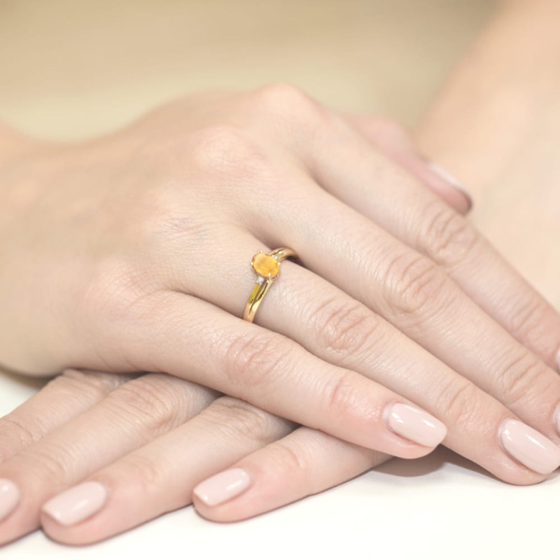 "Pierścionek W068 Cytryn 0,60ct w żółtym złocie | Daimana.pl - N