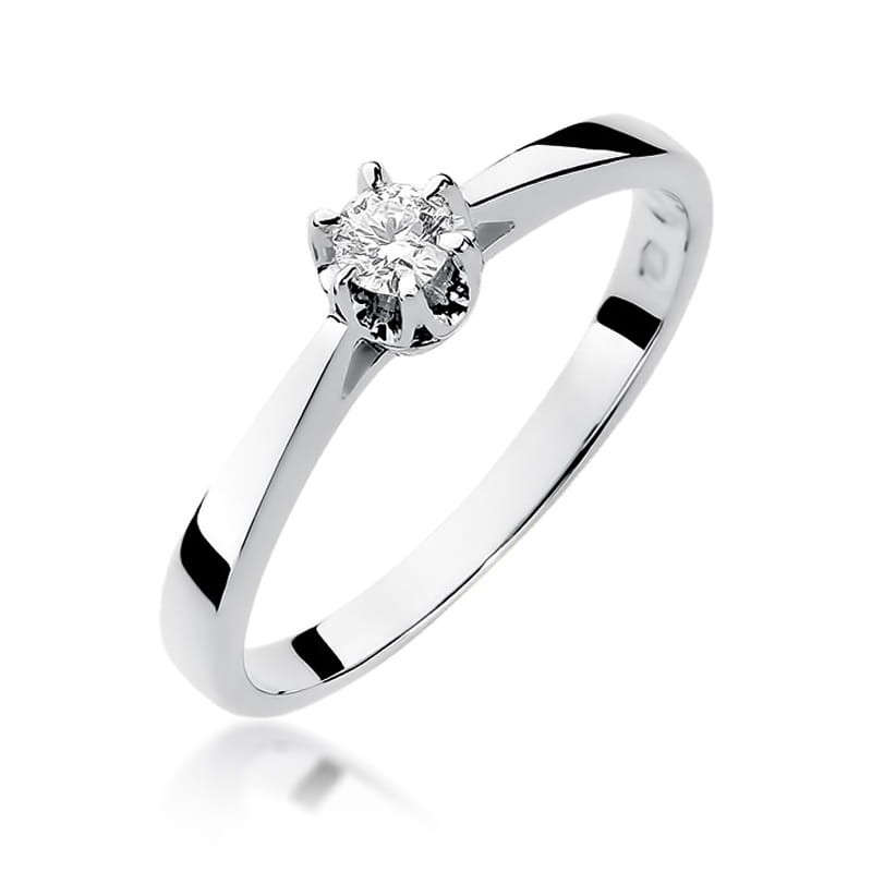 Pierścionek W295 Diament 0,12ct białe złoto