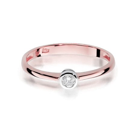 Pierścionek W224 Diament 0,10ct różowe złoto