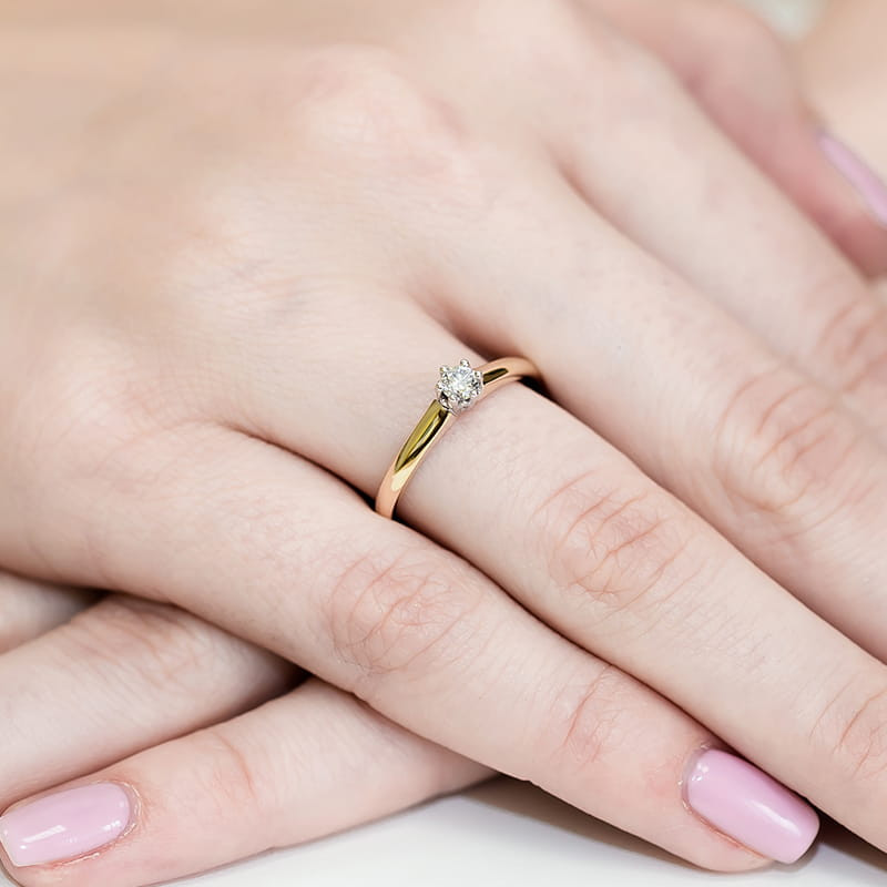 Pierścionek W317 Diament 0,20ct żółte złoto