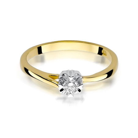 Pierścionek W318 Diament 0,10ct żółte złoto