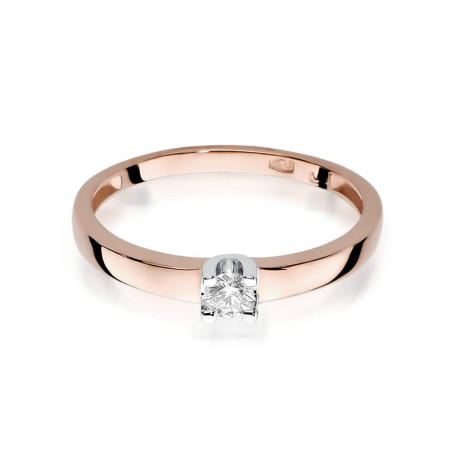 Pierścionek W225 Diament 0,08ct różowe złoto