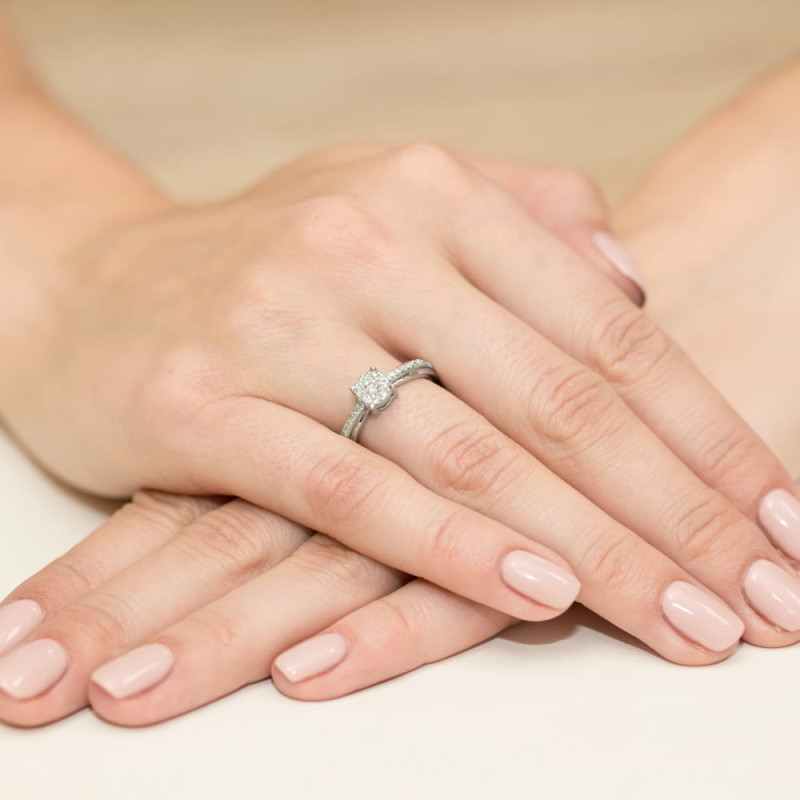 Pierścionek W302 Diament 0,08ct białe złoto