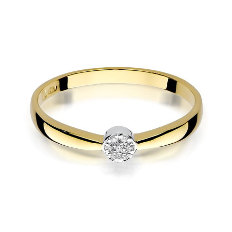Pierścionek W322 Diament 0,04ct żółte złoto