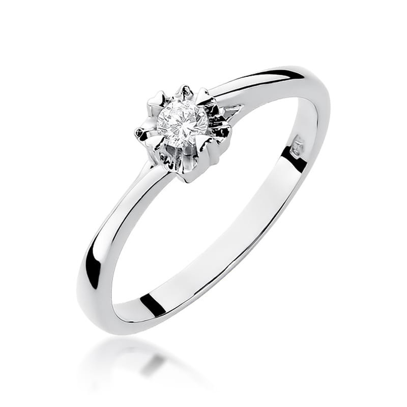 Pierścionek W318 Diament 0,10ct białe złoto