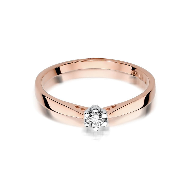 Pierścionek W229 Diament 0,10ct różowe złoto