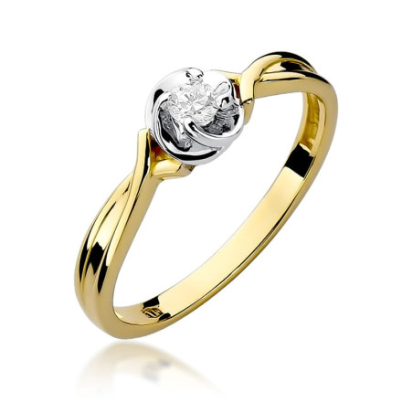 Pierścionek W329 Diament 0,10ct żółte złoto