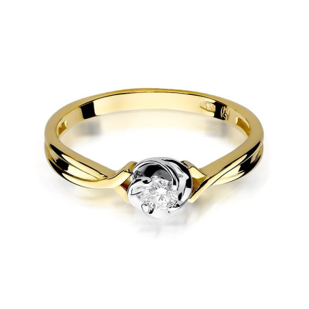 Pierścionek W329 Diament 0,10ct żółte złoto
