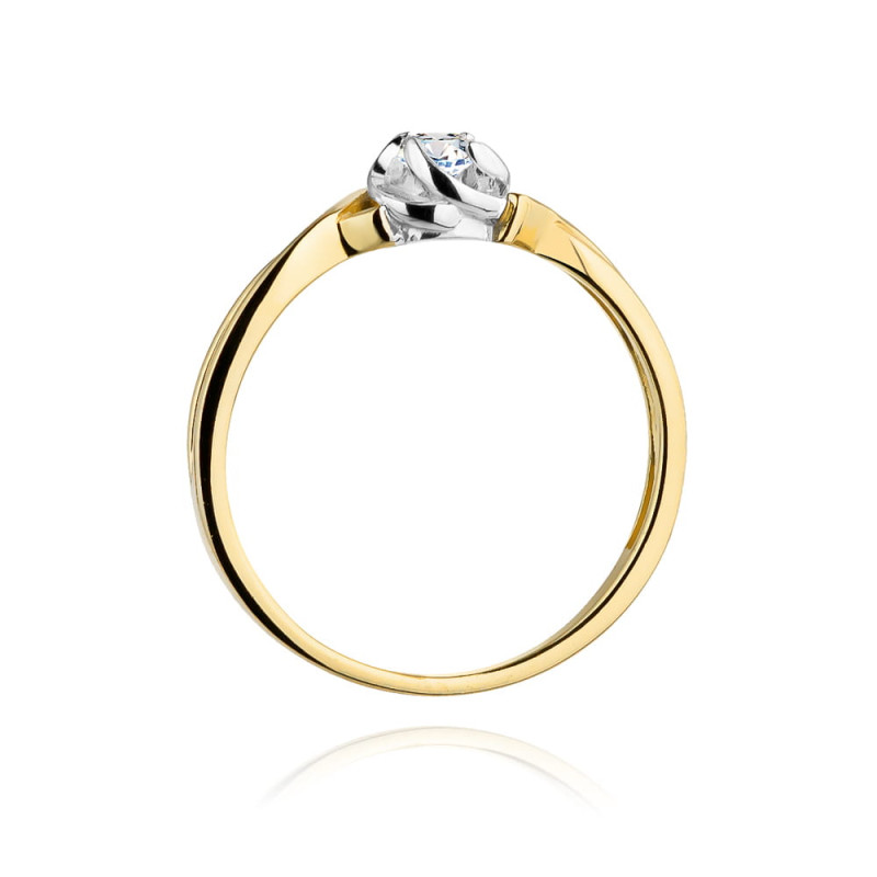 Pierścionek W329 Diament 0,10ct żółte złoto