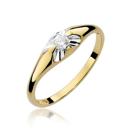 Pierścionek W331 Diament 0,10ct żółte złoto