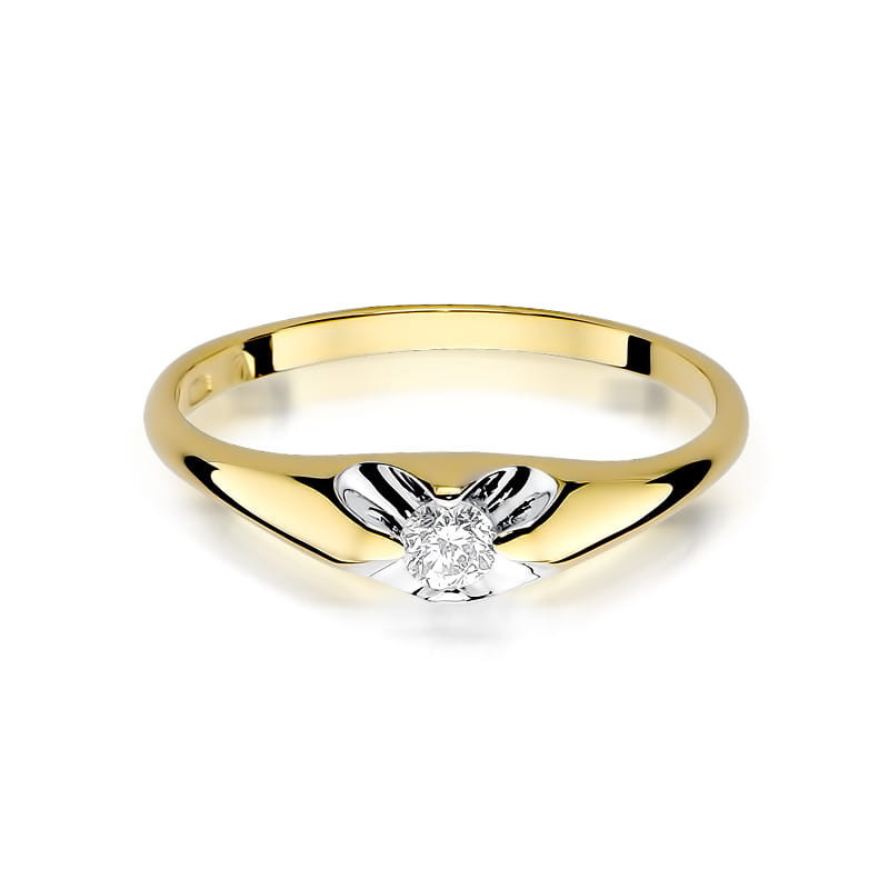 Pierścionek W331 Diament 0,10ct żółte złoto