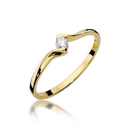 Pierścionek W332 Diament 0,09ct żółte złoto