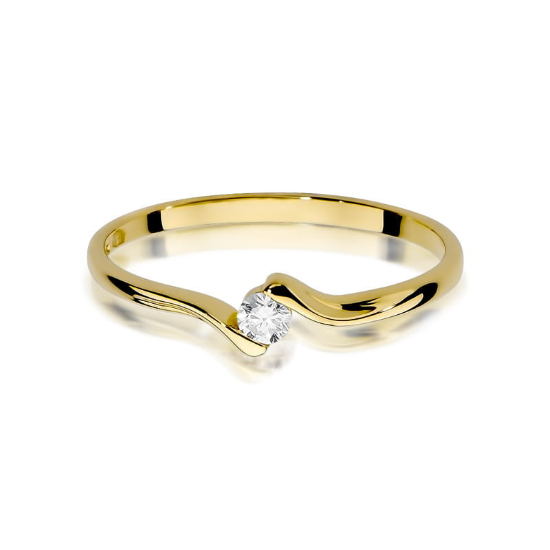 Pierścionek W332 Diament 0,09ct żółte złoto