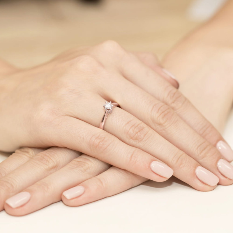 Pierścionek W234 Diament 0,30ct różowe złoto