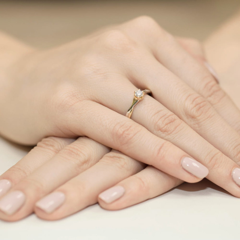 Pierścionek W340B Diament 0,23ct żółte złoto