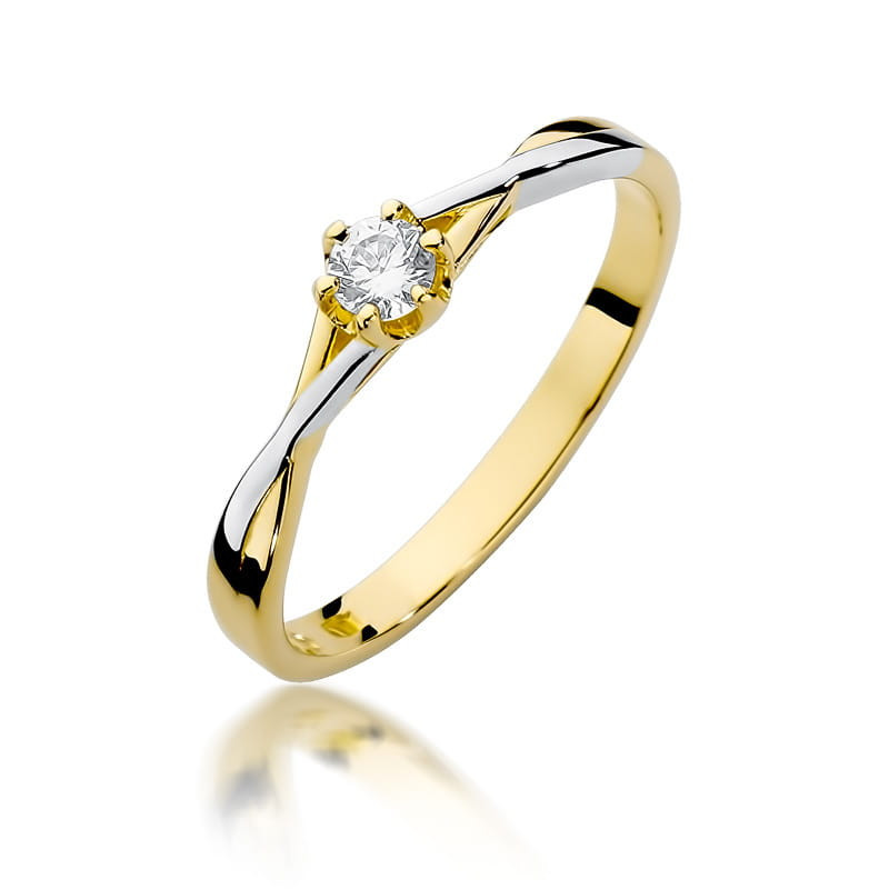 Pierścionek W340 Diament 0,12ct żółte złoto
