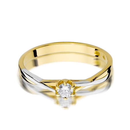 Pierścionek W340 Diament 0,12ct żółte złoto