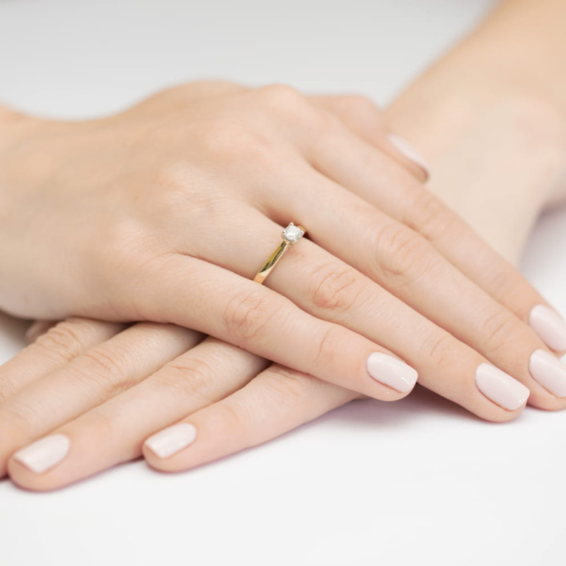 Pierścionek W341 Diament 0,25ct żółte złoto