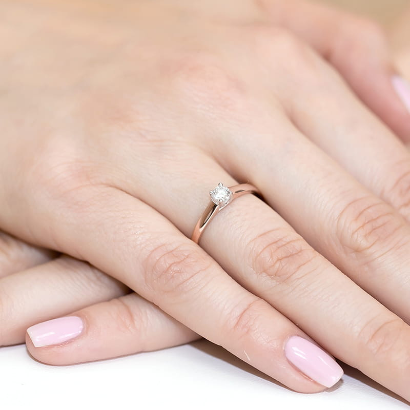 Pierścionek W239 Diament 0,20ct różowe złoto