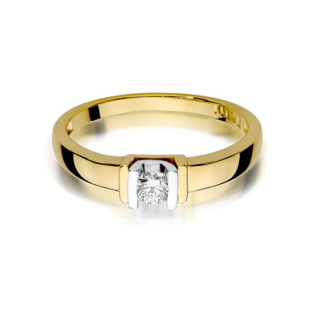 Pierścionek W343 Diament 0,10ct żółte złoto