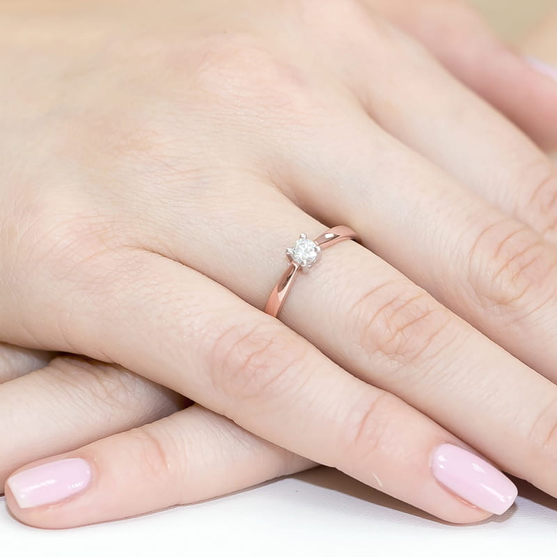 Pierścionek W242 Diament 0,20ct różowe złoto