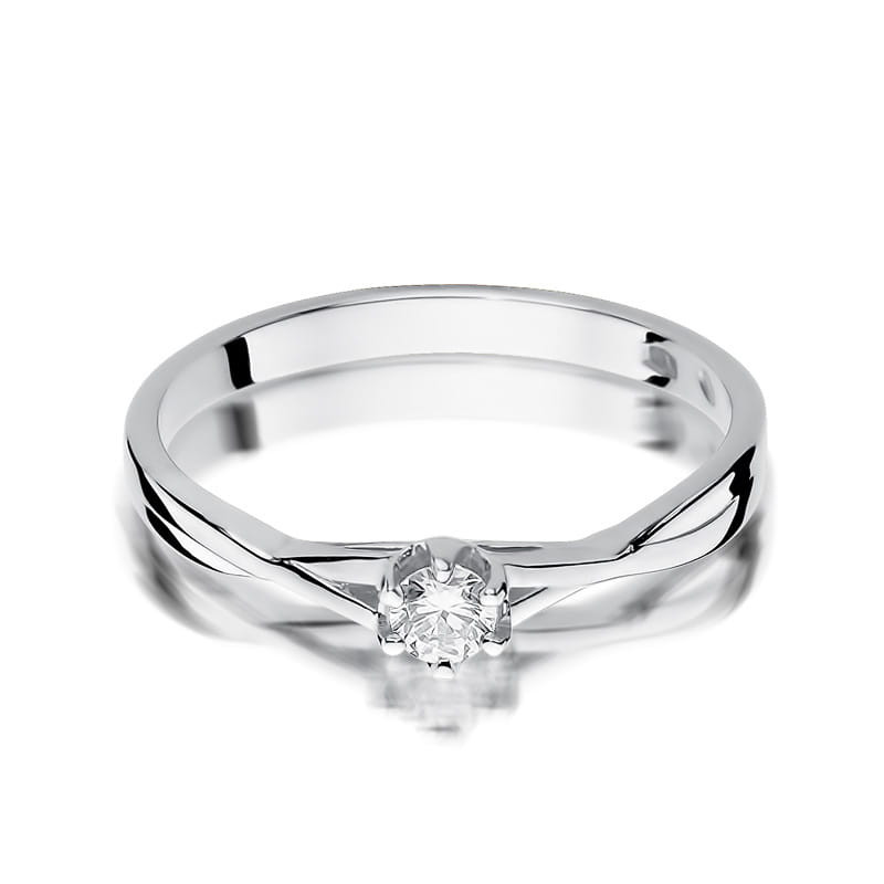 Pierścionek W340 Diament 0,12ct białe złoto