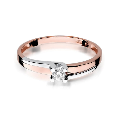 Pierścionek W246 Diament 0,12ct różowe złoto