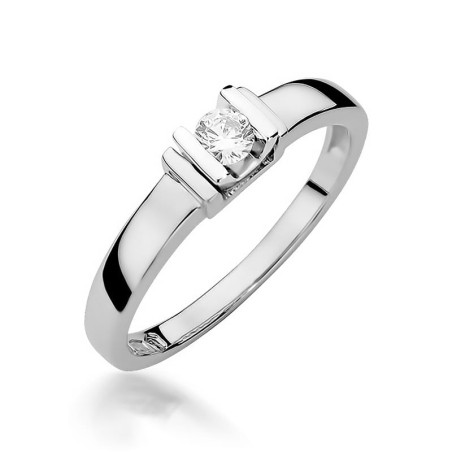 Pierścionek W343 Diament 0,10ct białe złoto