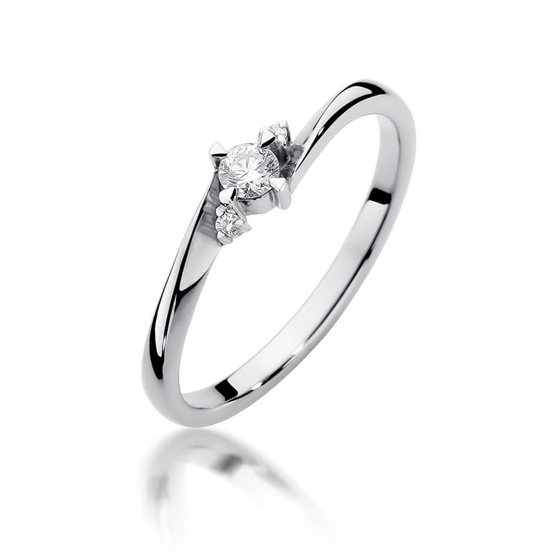 Pierścionek W346 Diament 0,10ct białe złoto