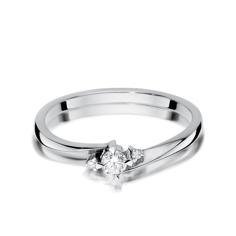 Pierścionek W346 Diament 0,10ct białe złoto