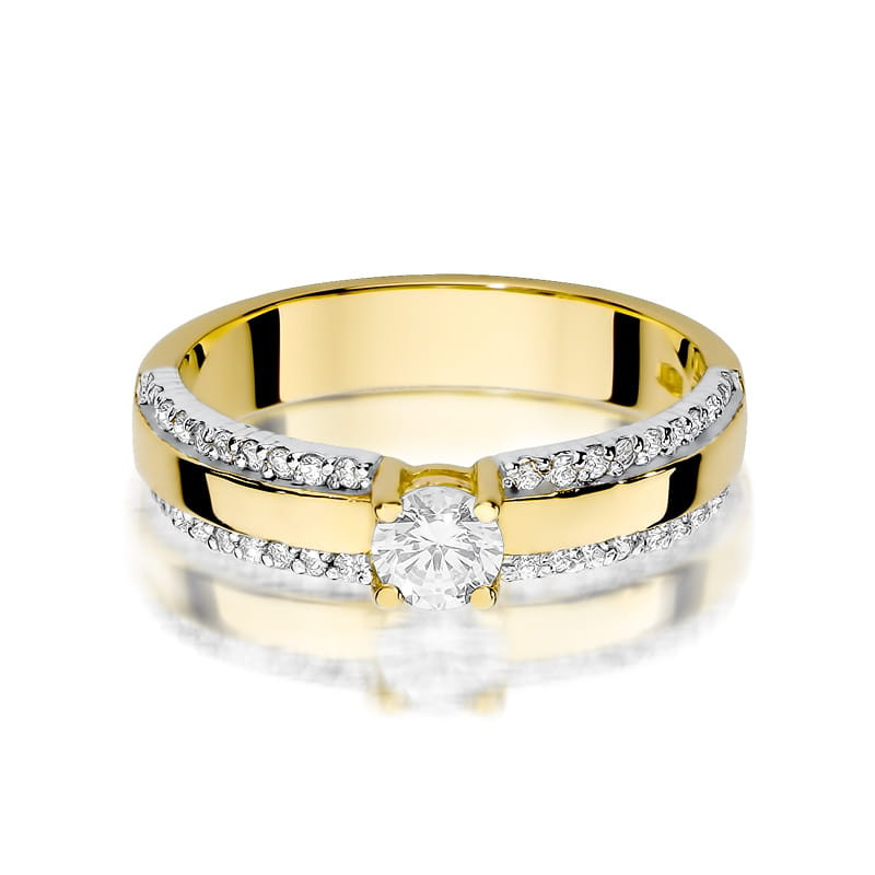 Pierścionek W356 Diament 0,25ct żółte złoto