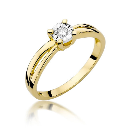 Pierścionek W360 Diament 0,08ct żółte złoto