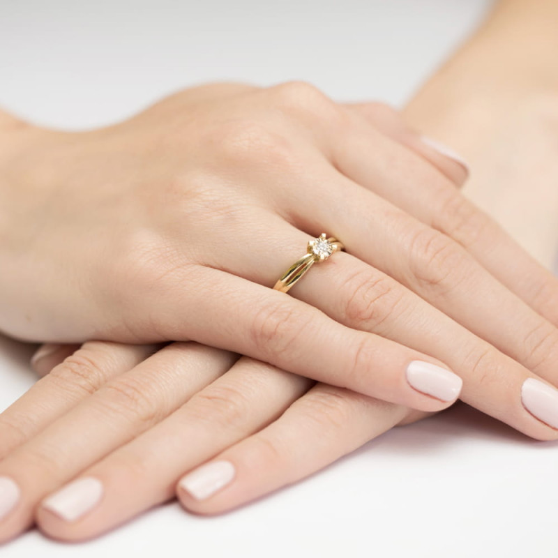 Pierścionek W360 Diament 0,08ct żółte złoto