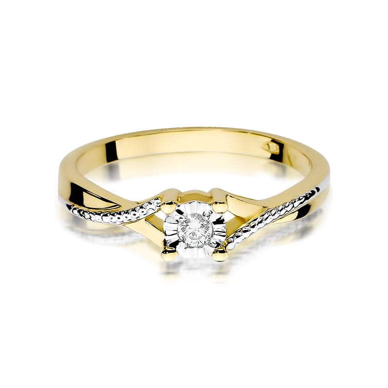 Pierścionek W361 Diament 0,08ct żółte złoto