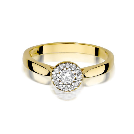 Pierścionek W362 Diament 0,12ct żółte złoto