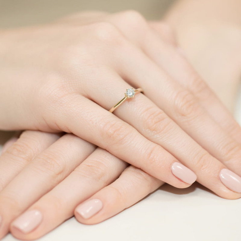 Pierścionek W365 Diament 0,15ct żółte złoto