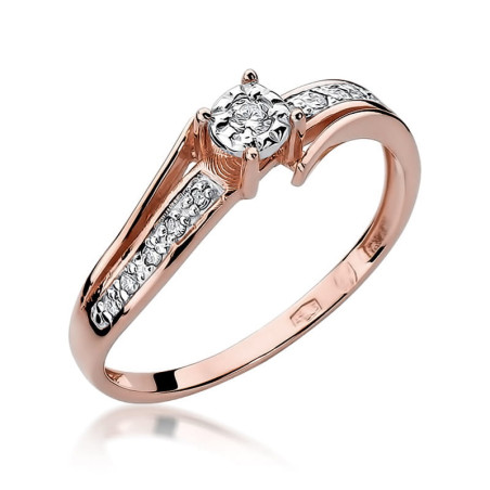 Pierścionek W269 Diament 0,05ct różowe złoto