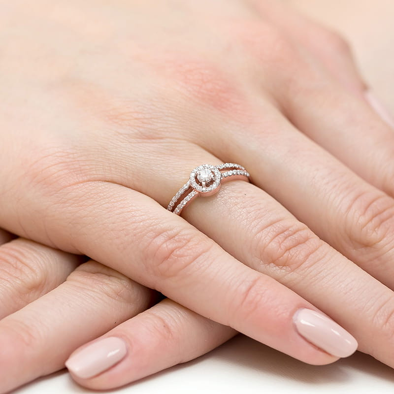 Pierścionek W272 Diament 0,10ct różowe złoto